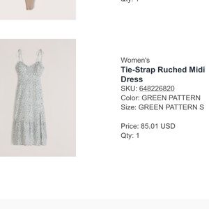 Abercrombie & Fitch Tie-Strap Ruched Midi Dress